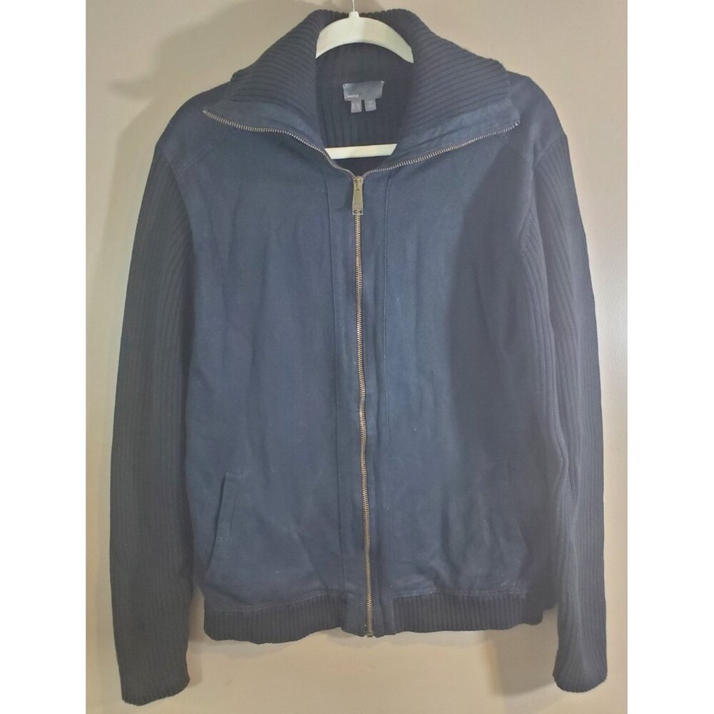 Mexx Black Leather Full Zip Sweater, Sz XL
